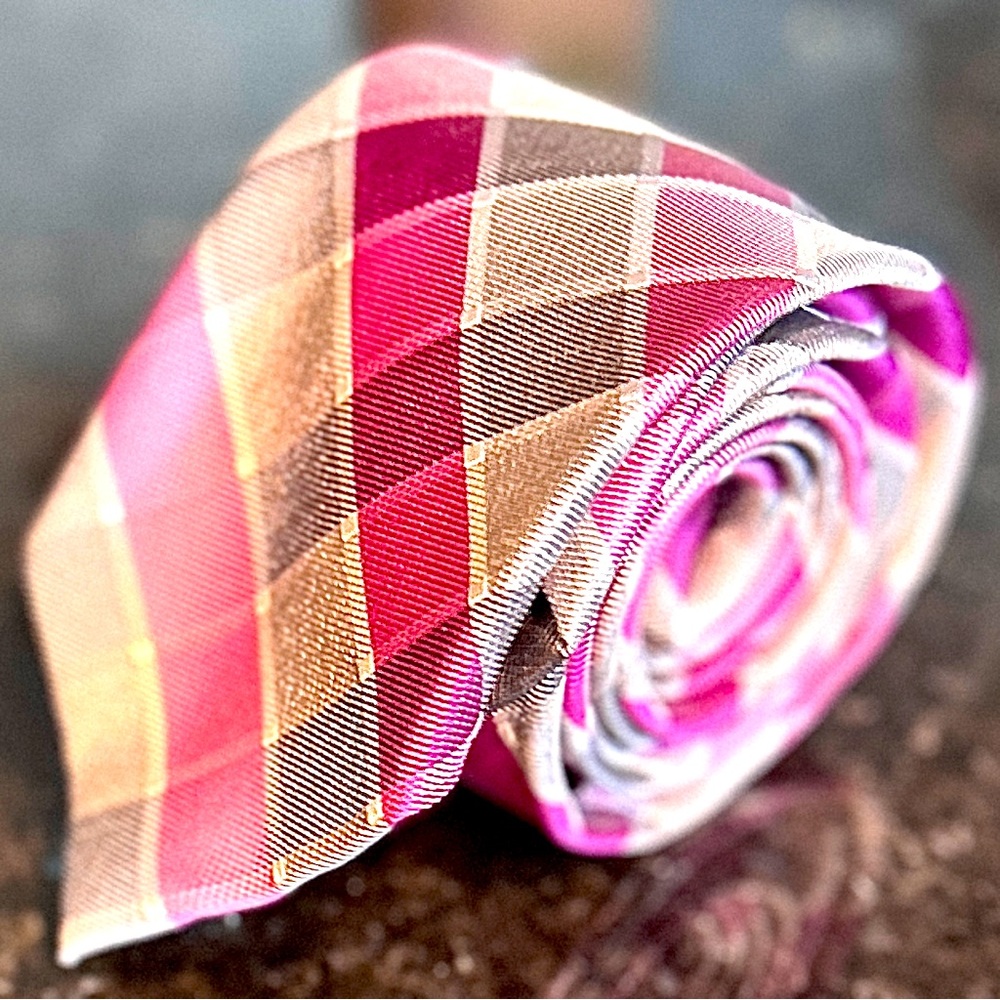 PERRY ELLIS PORTFOLIO Men’s Tie • Lavender & Gray Plaid • 59”L x 3”W